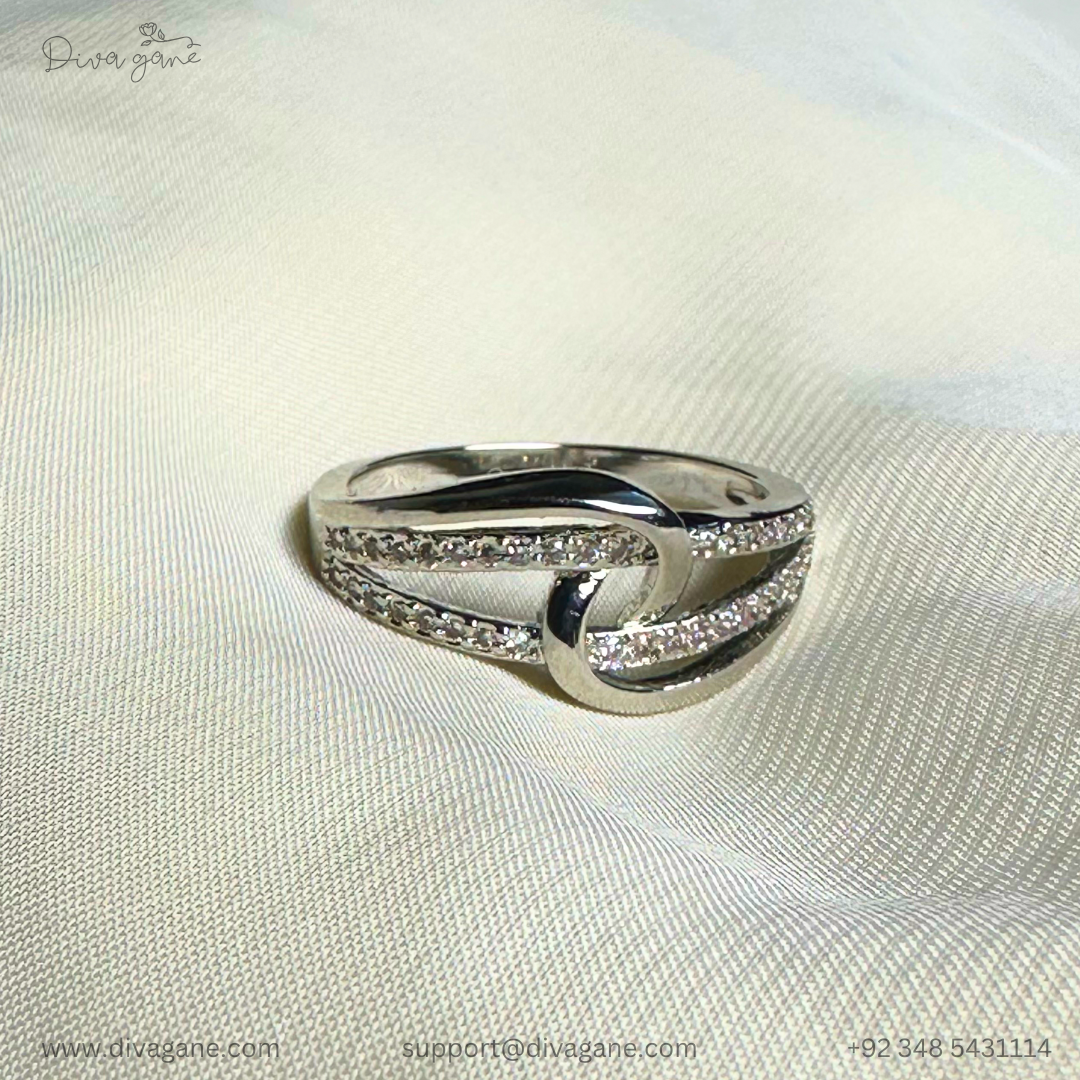 White Diamond Knot Ring