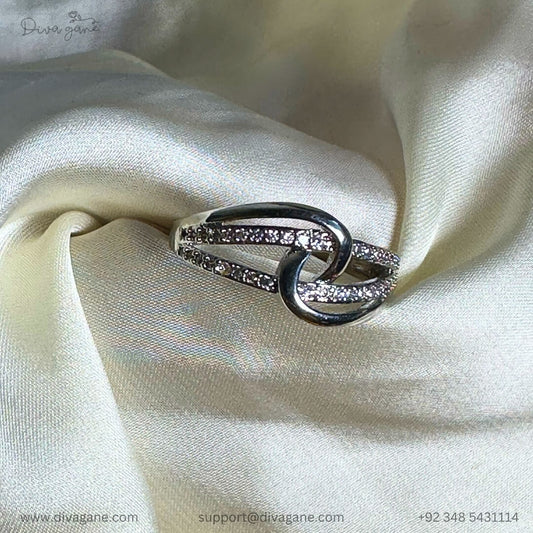 White Diamond Knot Ring