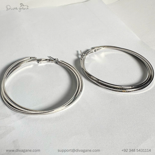 Korean Twisted Silver Earrings