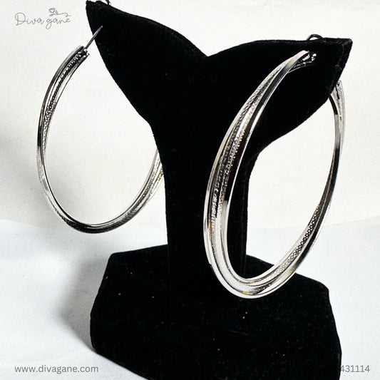 Korean Twisted Silver Earrings