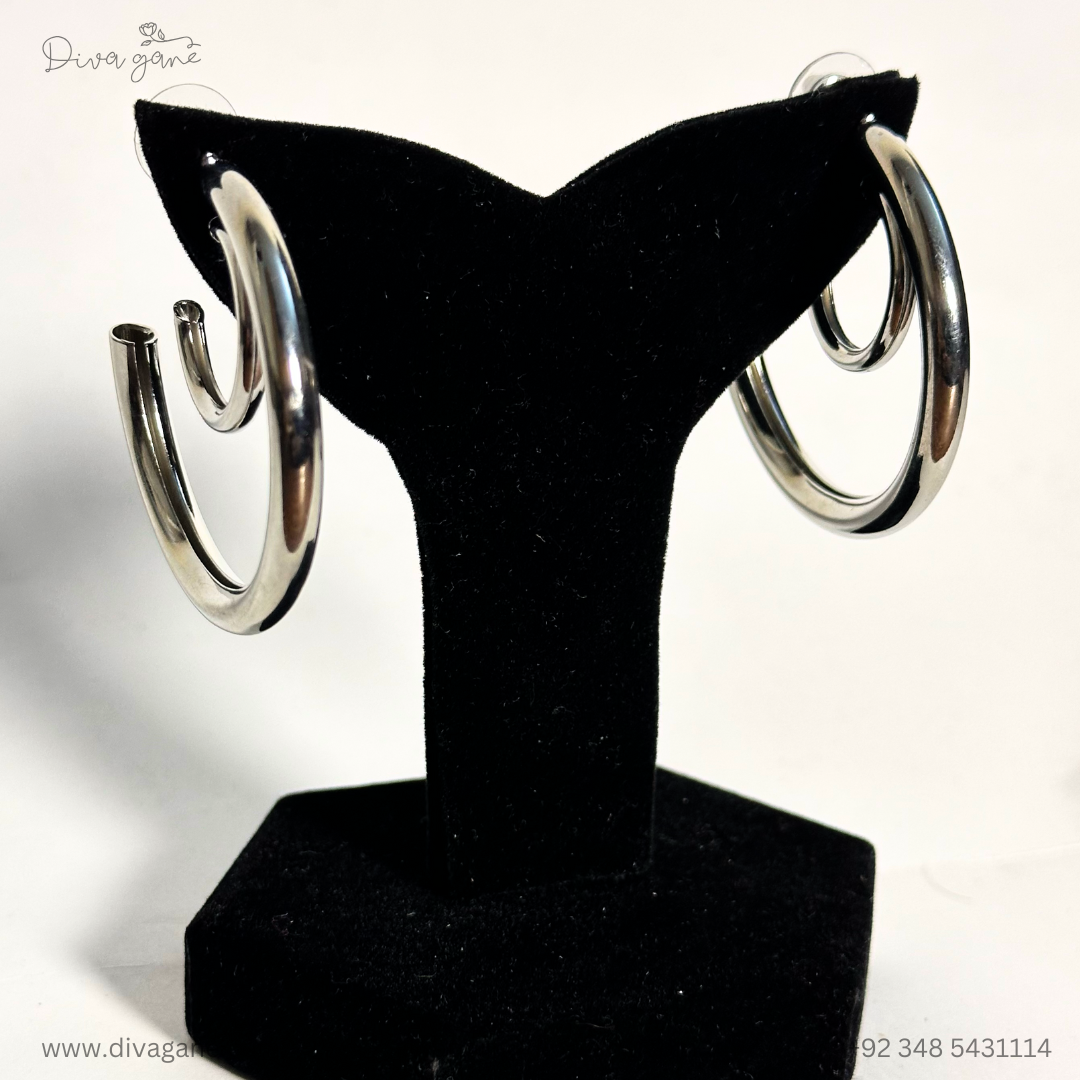 Silver Semi Double Layer Earrings