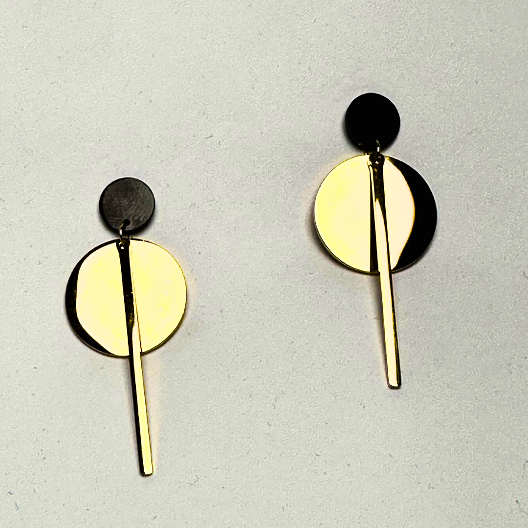 Black Coin Stick Earrings