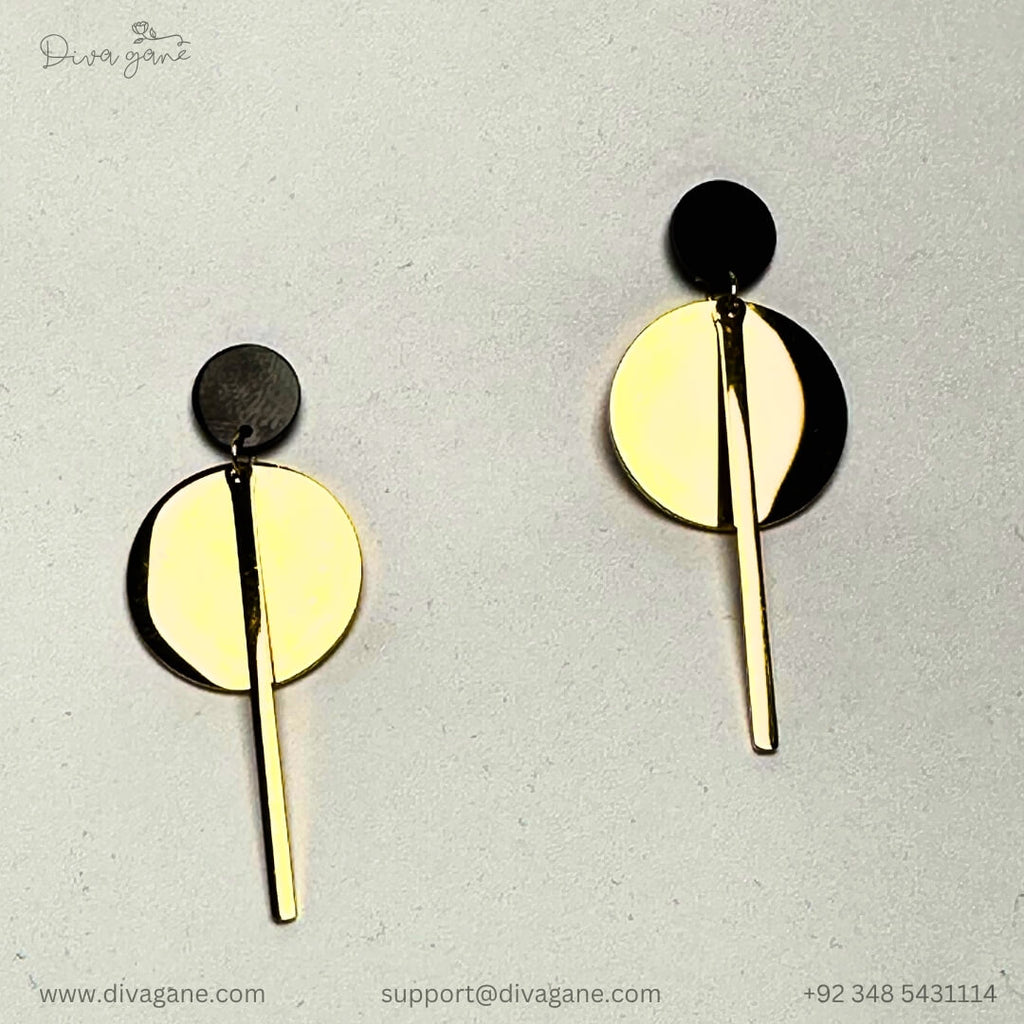 Black Coin Stick Earrings