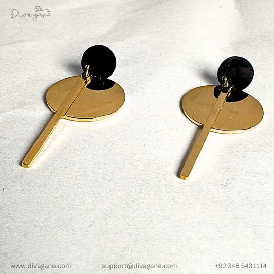 Black Coin Stick Earrings