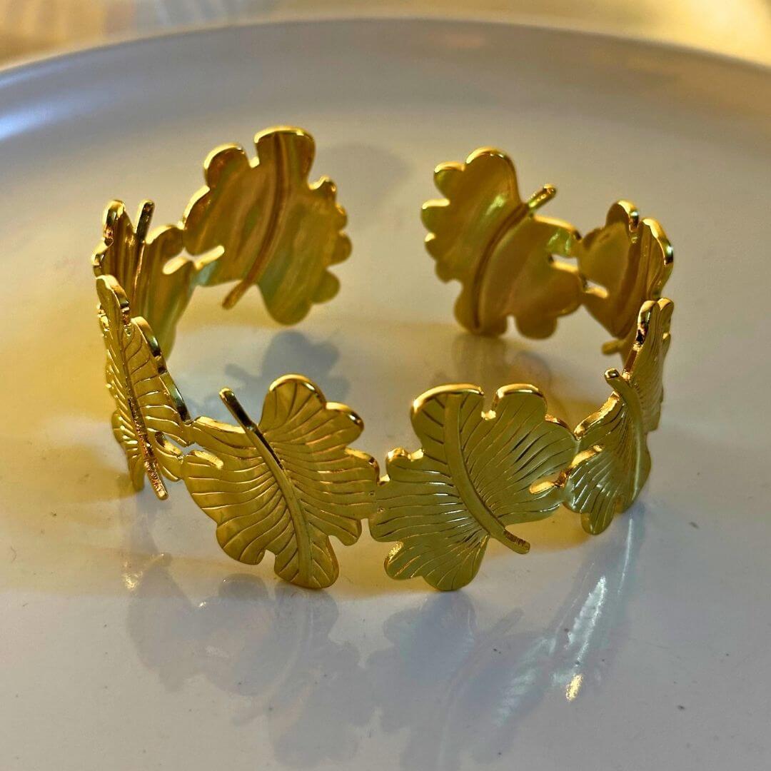 Floral Embrace Gold Cuff
