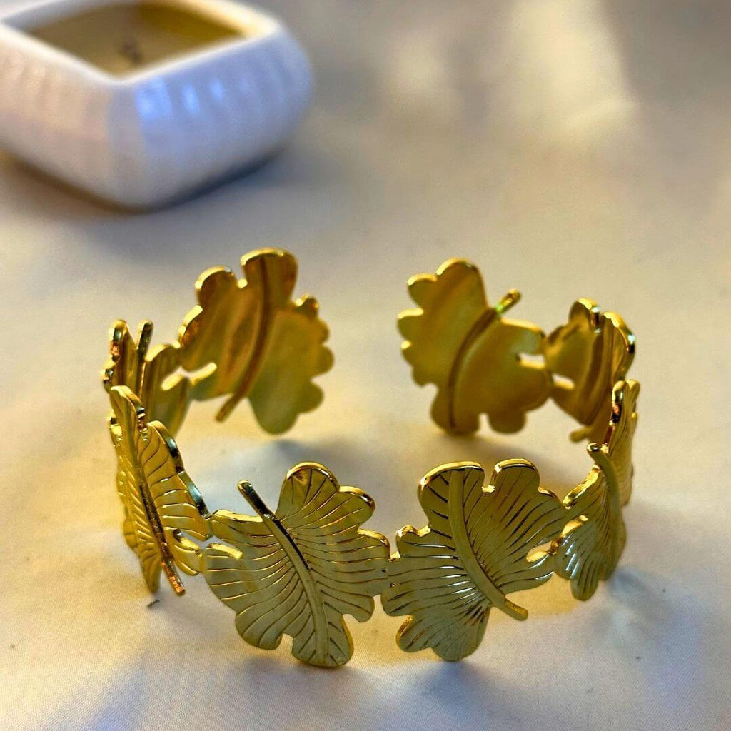 Floral Embrace Gold Cuff