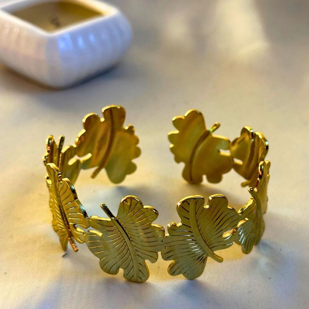 Floral Embrace Gold Cuff