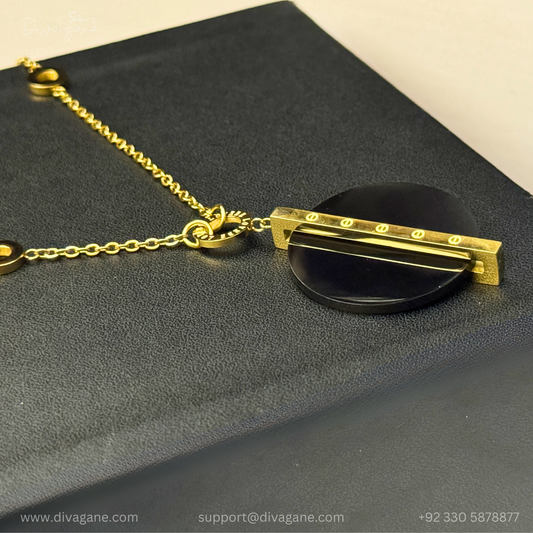 Luxury Long Gold Black Pendant