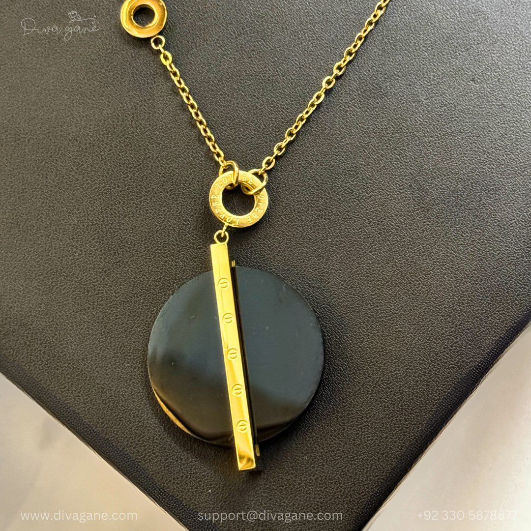 Luxury Long Gold Black Pendant