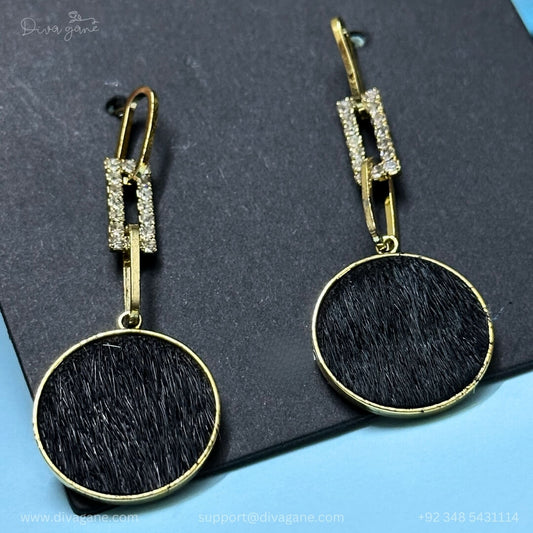 Round Furry Earrings (Black)