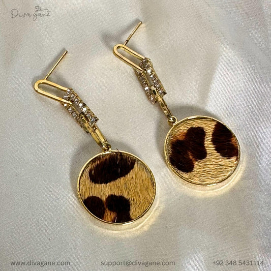 Round Furry Earrings (Brown)