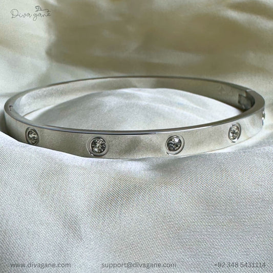 Silver Single Stone Bangle