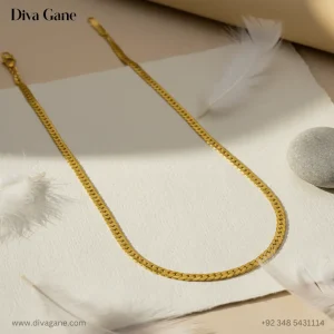 a chain shown with feather in background