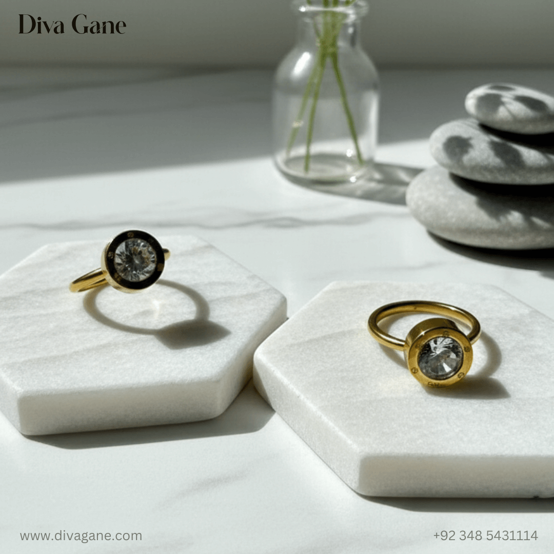 golden trinity ring Gold ring with minimalist design, perfect for daily wear – Diva Gane