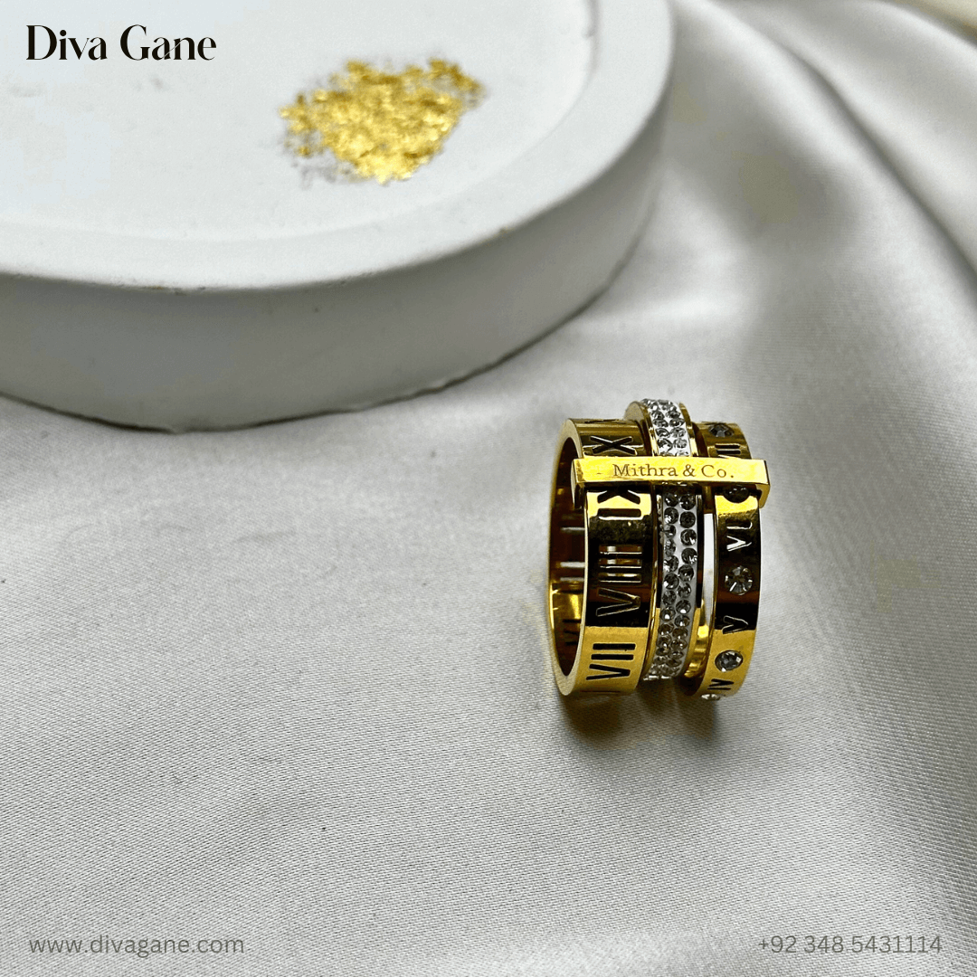 stacked spark ring Elegant gold ring for women - Diva Gane jewelry