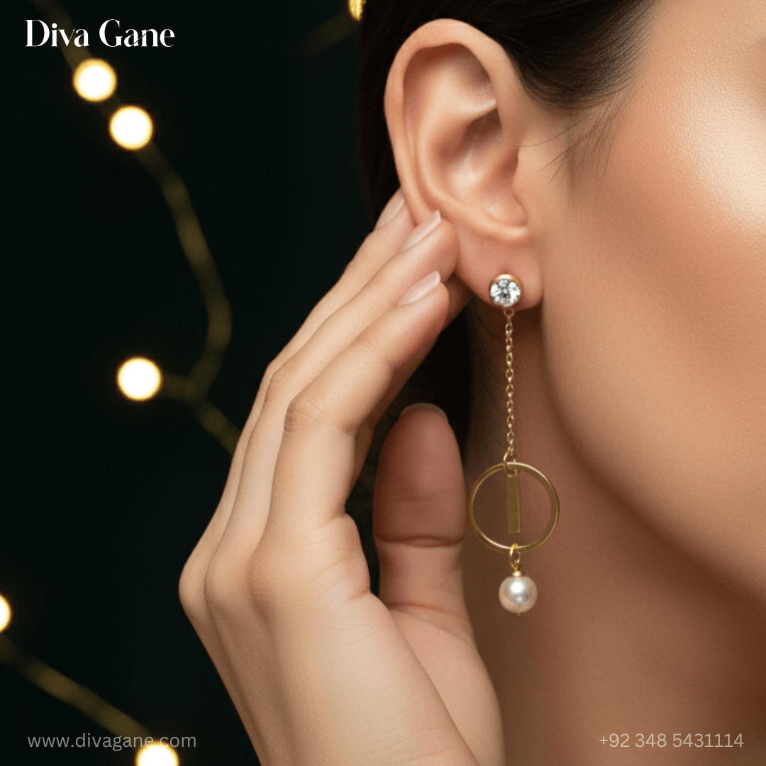 korean ring chain earrings korean ring chain earrings